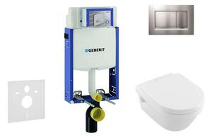 Geberit Combifix - Modulo di installazione per WC sospesi con placca di comando Sigma30, cromo opaco/cromo + WC e copriwater DirectFlush, SoftClose, CeramicPlus, Villeroy Boch 110.302.00.5 NB7