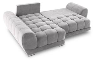 Divano letto angolare grigio chiaro con rivestimento in velluto, angolo sinistro Nuage - Windsor & Co Sofas