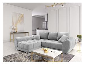 Divano letto angolare grigio chiaro con rivestimento in velluto, angolo sinistro Nuage - Windsor & Co Sofas