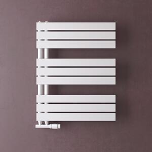 Doporro Radiatore da Bagno 76x60cm, Radiatore Piatto Termoarredo da Bagno Riscaldamento Elettrico o da Acqua Calda FN Portasciugamani in Acciaio, Bianco