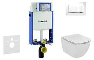 Geberit Combifix - Modulo di installazione per WC sospesi con placca di comando Sigma30, bianca/cromo lucido + WC e copriwater, Aquablade, SoftClose, Ideal Standard Tesi 110.302.00.5 NU5
