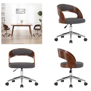 VidaXL Sedia girevole per ufficio in legno curvato grigio e tessuto - Sedia da ufficio - Sedie da ufficio - Sedia girevole da ufficio - Sedie girevoli da ufficio