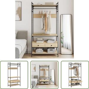 The Living Store appendiabiti con cassetti in rovere Sonoma 89x39x184,5 cm