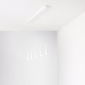 Lampadario Lineare Minimal Cone Metallo Bianco Acrilico 5 Luci Led 7W 3000K