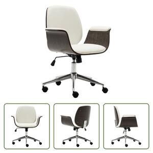 La sedia da ufficio Living Store, colore bianco, realizzata in legno di faggio e ecopelle