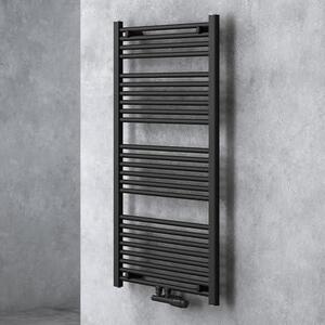 Doporro Radiatore da Bagno 120x50cm, Radiatore Piatto Termoarredo da Bagno Riscaldamento Elettrico o da Acqua Calda RHE Portasciugamani in Acciaio, Antracite