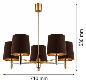 Brilagi - Lampadario con asta MONTE 5xE27/15W/230V marrone/oro