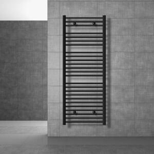 LuxeBath Radiatore da bagno Sahara 600x1500 mm Nero opaco dritto con attacco laterale Radiatore di design Scaldasalviette Asciugamani, senza resistenza elettrica