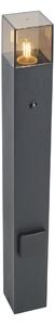 Lampione da esterno moderno nero con vetro fumé 70 cm con sensore crepuscolare IP44 - Denmark