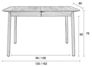 Tavolo da pranzo pieghevole , 120 x 80 cm Glimps - Zuiver