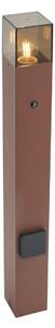 Lampada da esterno industriale color marrone ruggine con vetro fumé 70 cm con sensore crepuscolare IP44 - Denmark