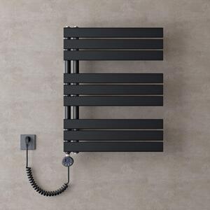 Doporro Scaldasalviette Elettrico Bagno con Termostato Digitale e Funzione Timer 76x60cm 600W Antracite, Termoarredo Elettrico Temperatura Regolabile, Radiatore da Parete Verticale - FN