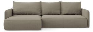 Divano angolare beige allungabile/con contenitore (con penisola a sinistra) Nanea – Makamii