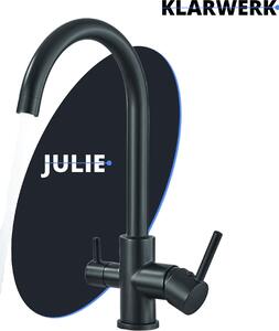 JULIE | Rubinetto per acqua potabile a 3 vie Premium nero opaco | Rubinetto da cucina in acciaio inossidabile per acqua osmotizzata | Miscelatore - orientabile a 360 gradi | Filtro con 3 attacchi