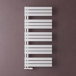 Doporro Radiatore da Bagno 131x60cm, Radiatore Piatto Termoarredo da Bagno Riscaldamento Elettrico o da Acqua Calda FN Portasciugamani in Acciaio, Bianco