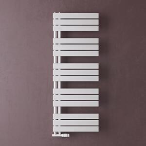 Doporro Radiatore da Bagno 131x50cm, Radiatore Piatto Termoarredo da Bagno Riscaldamento Elettrico o da Acqua Calda FN Portasciugamani in Acciaio, Bianco