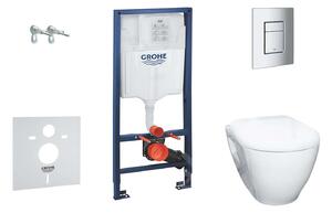 Grohe Solido - Set con modulo di installazione, vaso WC Bau Ceramic e copriwater softclose, placca di comando Skate Cosmopolitan, cromo 38528SET-KH