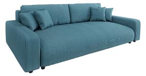 Divano turchese allungabile/con contenitore con rivestimento in velluto a coste 234 cm Sara – Ropez