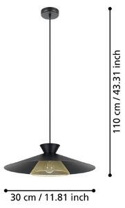 EGLO Lampada sospensione Grizedale 1 luce, nero/ottone