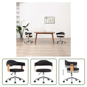 The Living Store Sedia da ufficio girevole in legno curvato nero e Pelle finta