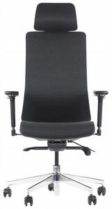 Sedia da ufficio girevole ergonomica AKCENT/F PLUS, base cromata, braccioli regolabili, seduta scorrevole (avanti-indietro), nero