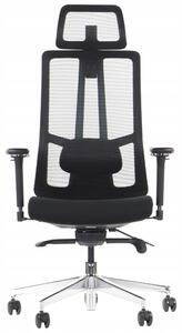 Sedia da ufficio girevole ergonomica AKCENT/M PLUS, base cromata, braccioli regolabili, seduta scorrevole (avanti-indietro), nero