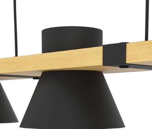 EGLO Lampada sospensione Maccles nero con legno, 3 luci