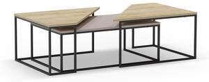 Set di tavolini da salotto con piano effetto rovere 3 pz 70x110 cm Titan – Marckeric