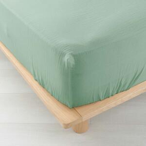 Telo di mussola elasticizzata verde chiaro 160x200 cm Angelia - douceur d'intérieur