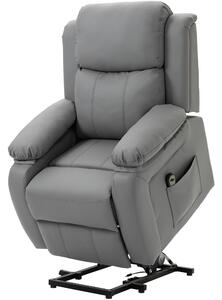 HOMCOM Poltrona Relax Elettrica con Telecomando e schienale reclinabile 160°, Sedia imbottita Alzapersona Anziani in Similpelle, Grigio | Aosom Italy