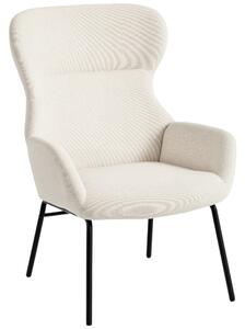 HOMCOM Poltrona Imbottita Moderna con Schienale Alto, Imbottitura Spessa, Gambe in Acciaio, Bianco Crema | Aosom Italy