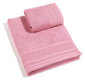 Asciugamano Con Ospite In Cotone Gim CM. 40X55+60X100 Spugnissima Tinta Unita Rosa Caleffi