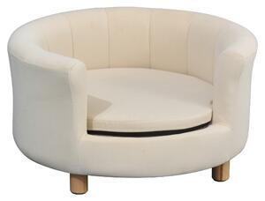 Divano Per Cani PawHut 80x40 Cm - Imbottito In Velluto Con Portaoggetti, Beige - Foto 5