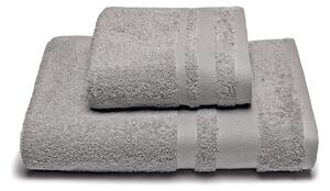 Asciugamano Con Ospite In Cotone Soft Standard Spugnissima Tinta Unita Grigio Caleffi
