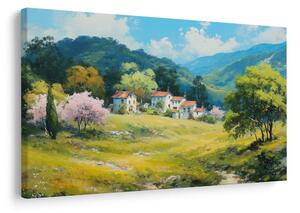 Quadro su tela – Paesaggio primaverile con villaggio