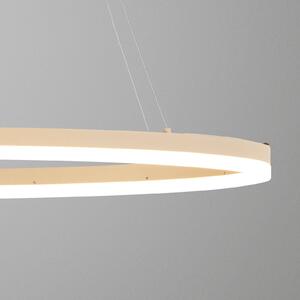 FISCHER & HONSEL Lampada LED a sospensione Silvio, lunghezza 100 cm, color sabbia, metallo, CCT dimmerabile, Crema / Ambra, Soggiorno / Sala da pranzo, Metallo, Moderno