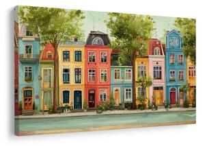 Quadro su tela – Case colorate con viale