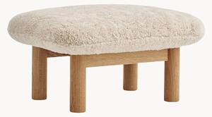 Poggiapiedi in legno di quercia con rivestimento in pelle di pecora Brasilia