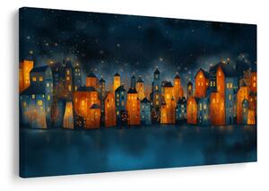 Quadro su tela – Città notturna natalizia