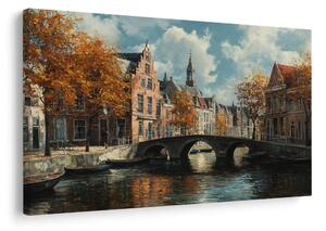 Quadro su tela – Canale autunnale con ponte