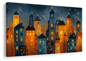 Quadro su tela – Città natalizia di notte