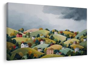 Quadro su tela – Paesaggio autunnale con casette
