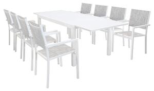 DEXTER - set tavolo in alluminio cm 160/240 x 90 x 75 h con 8 poltrone Venus