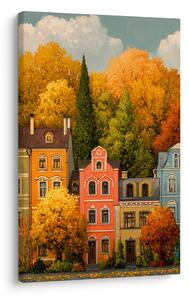 Quadro su tela – Case storiche in autunno