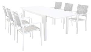 DEXTER - set tavolo in alluminio cm 160/240 x 90 x 75 h con 6 poltrone Venus