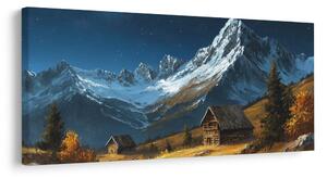 Quadro su tela – Paesaggio invernale magico con luna