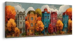 Quadro su tela – Case storiche in autunno