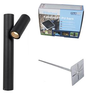 Lampada da esterno nera con picchetto e pressacavo 50cm IP44 - Solo Deluxe