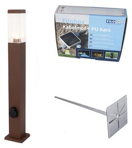 Lampada da esterno marrone ruggine 80 cm con presa IP44 - Malios