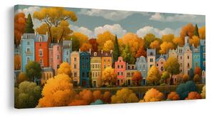 Quadro su tela – Case colorate in autunno